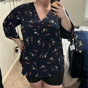 3/4 sleeve floral blouse